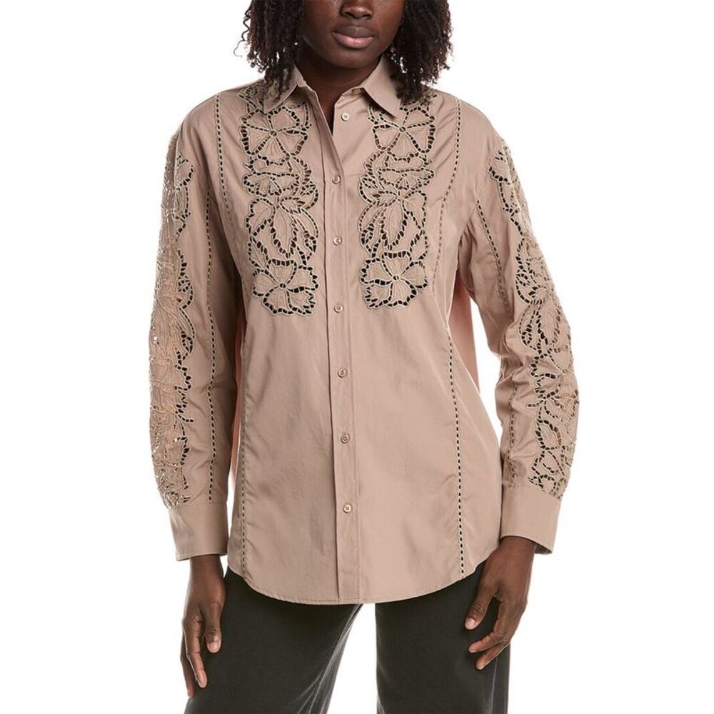 Max Mara Womens Weekend Elmi Lace Work Blouse, Brown